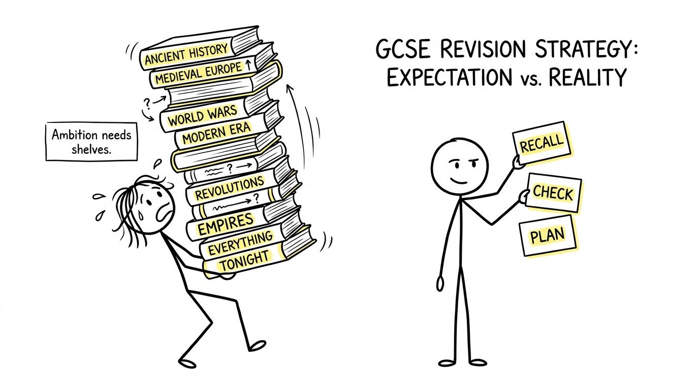 One student carries every textbook while another uses three small revision cards