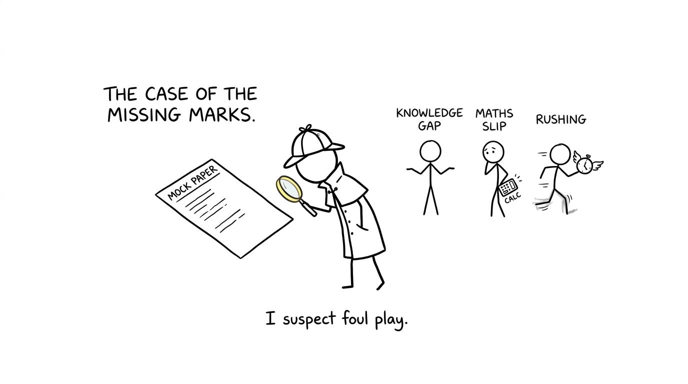 A student detective identifying the real cause of lost marks