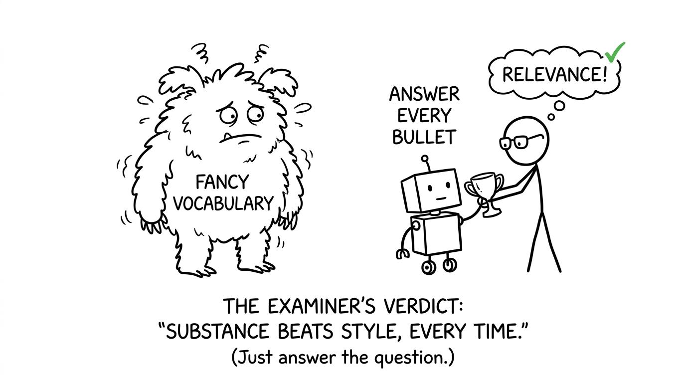 A sturdy robot answering every bullet defeats a monster made of fancy vocabulary