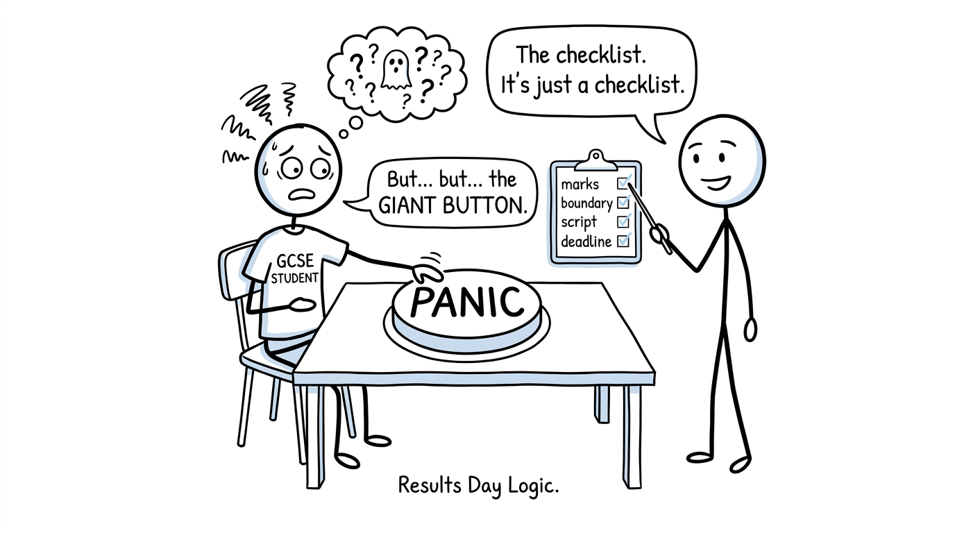 A calm checklist defeats the tempting results-day panic button