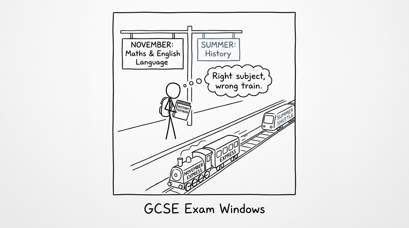 A student discovers that History and the November resit series are on different routes