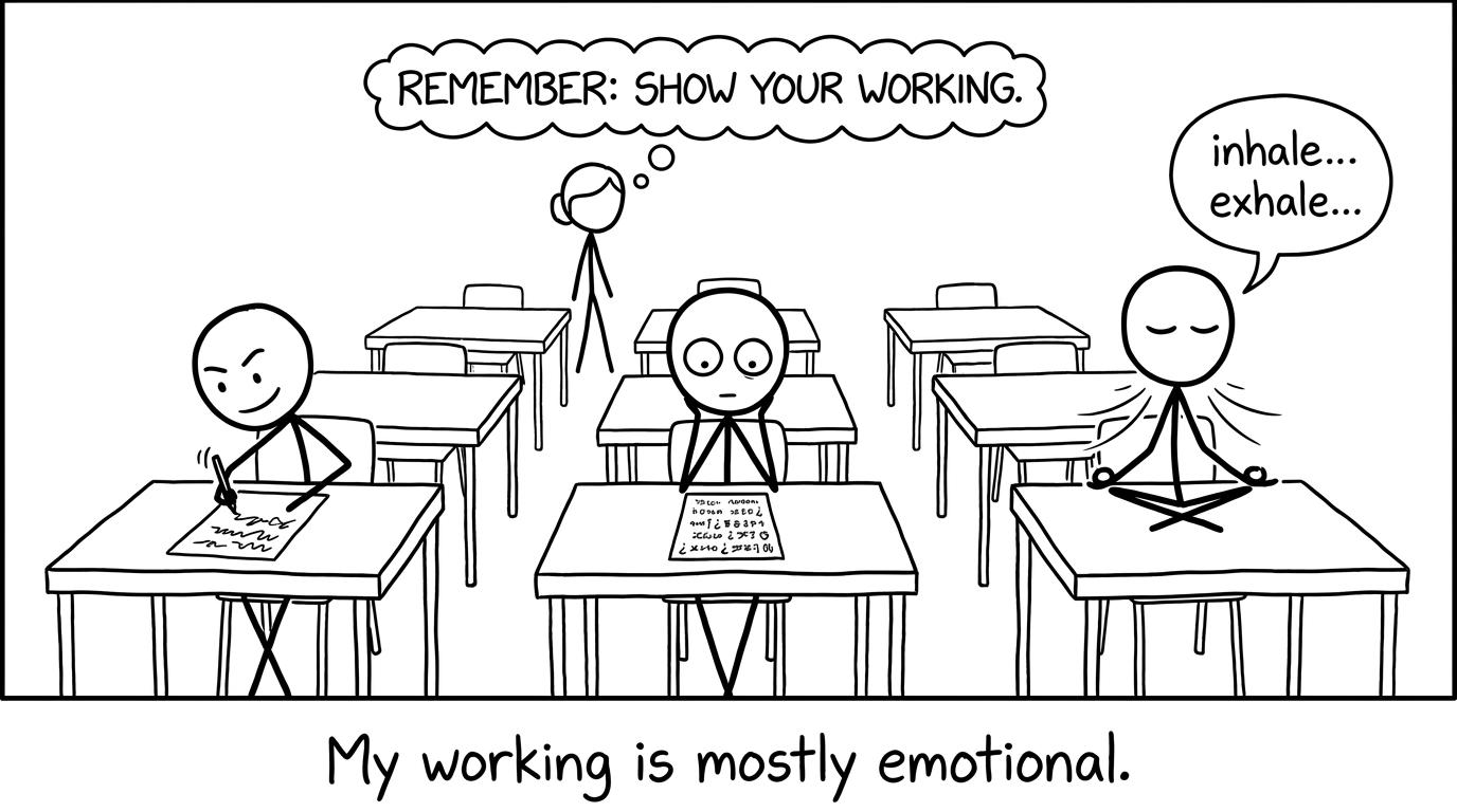 Exam hall nerves and “show your working”