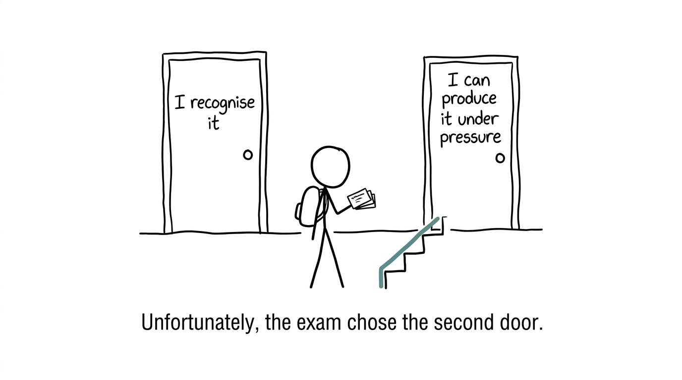 A student choosing between recognising and producing language under pressure