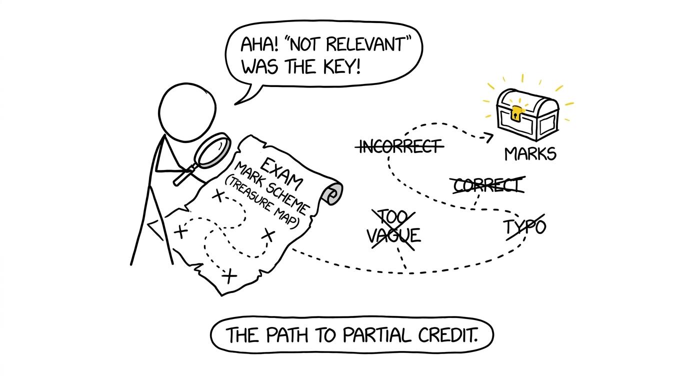 A mark scheme becomes a treasure map leading through old mistakes