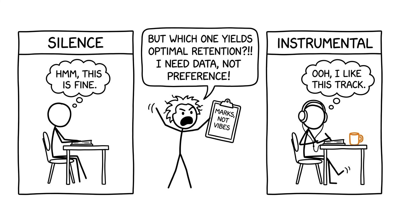 A student compares silence and instrumental music using marks rather than vibes