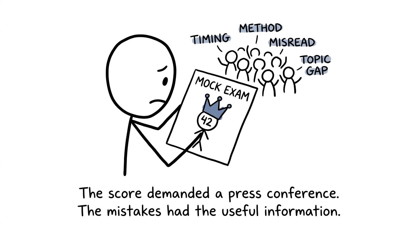 A mock score attracting attention while useful clues wait behind it