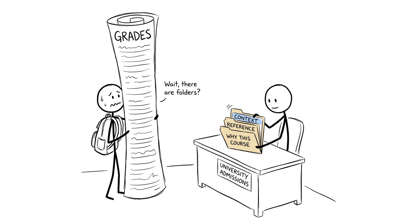A student discovers that university admissions contains more than one folder