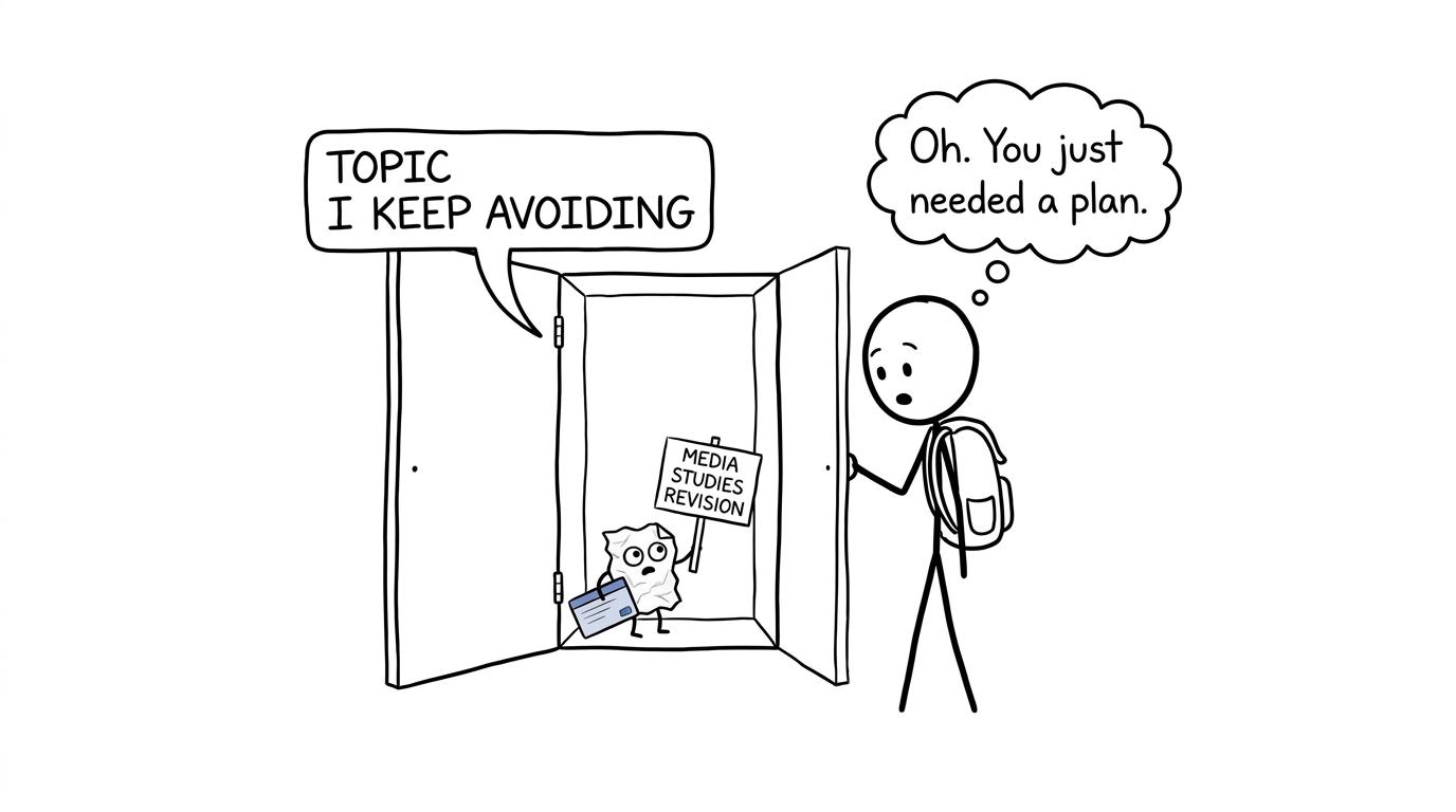 A student discovers that an avoided revision topic only needed a plan