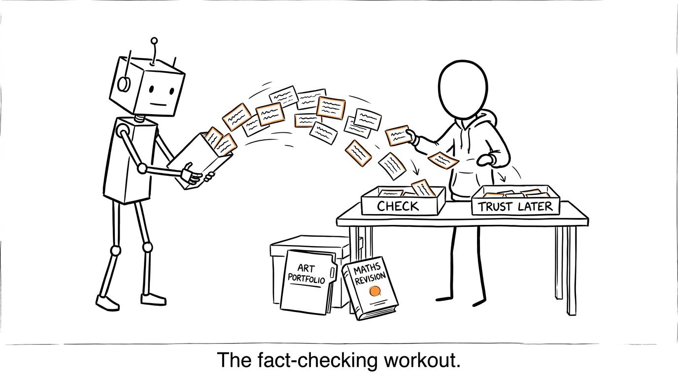 A student sorts robot quiz cards into checking trays