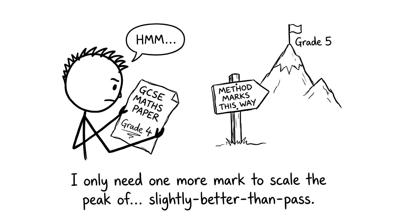 A student near the Grade 5 mountain