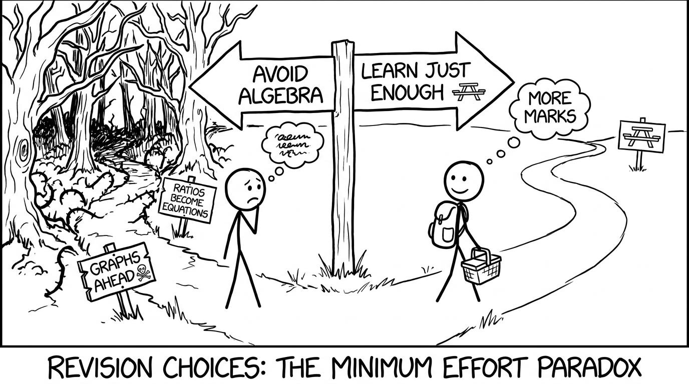 Two revision paths: avoid algebra vs learn just enough