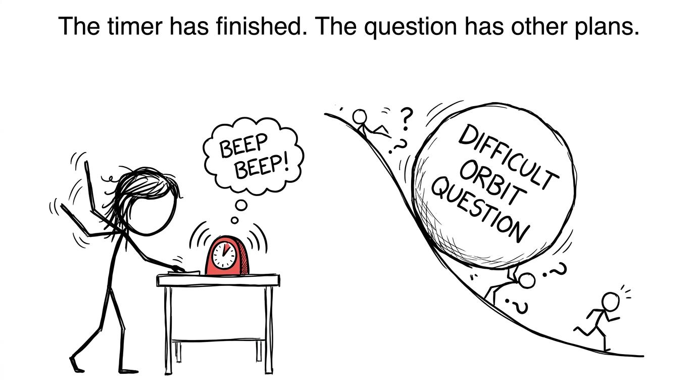 A difficult orbit question ignores the timer