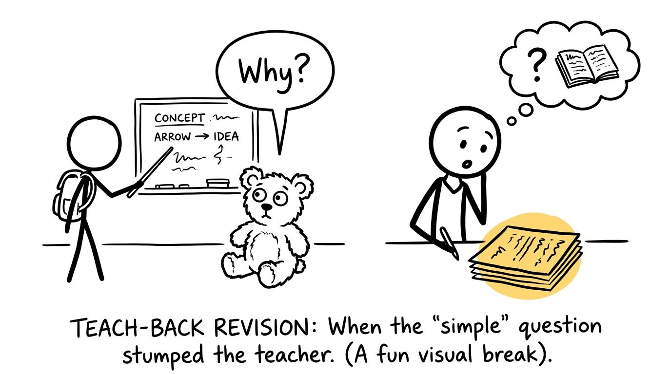 A teddy bear asks the awkward question that sends a student back to their notes
