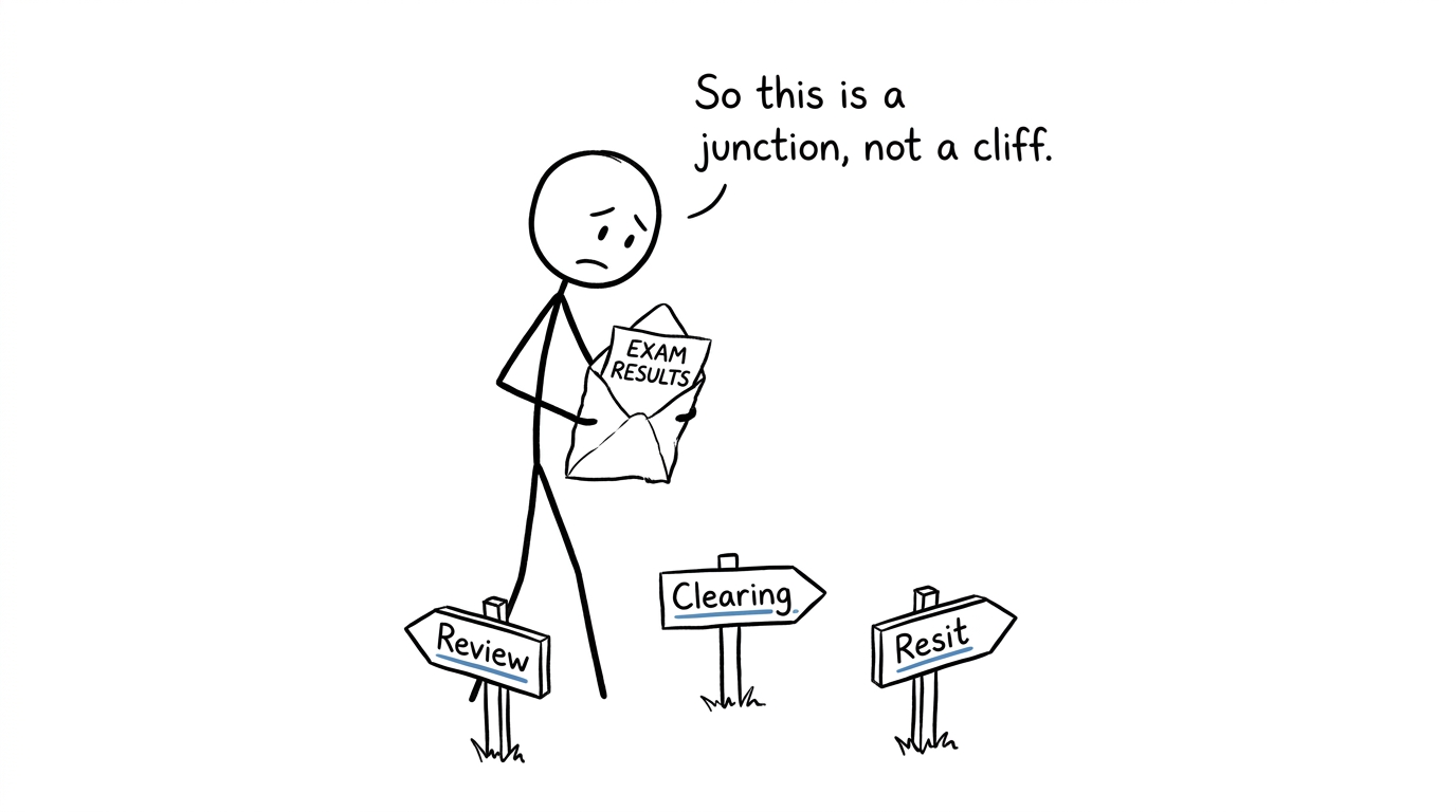 A student realises that disappointing results lead to a junction rather than a cliff