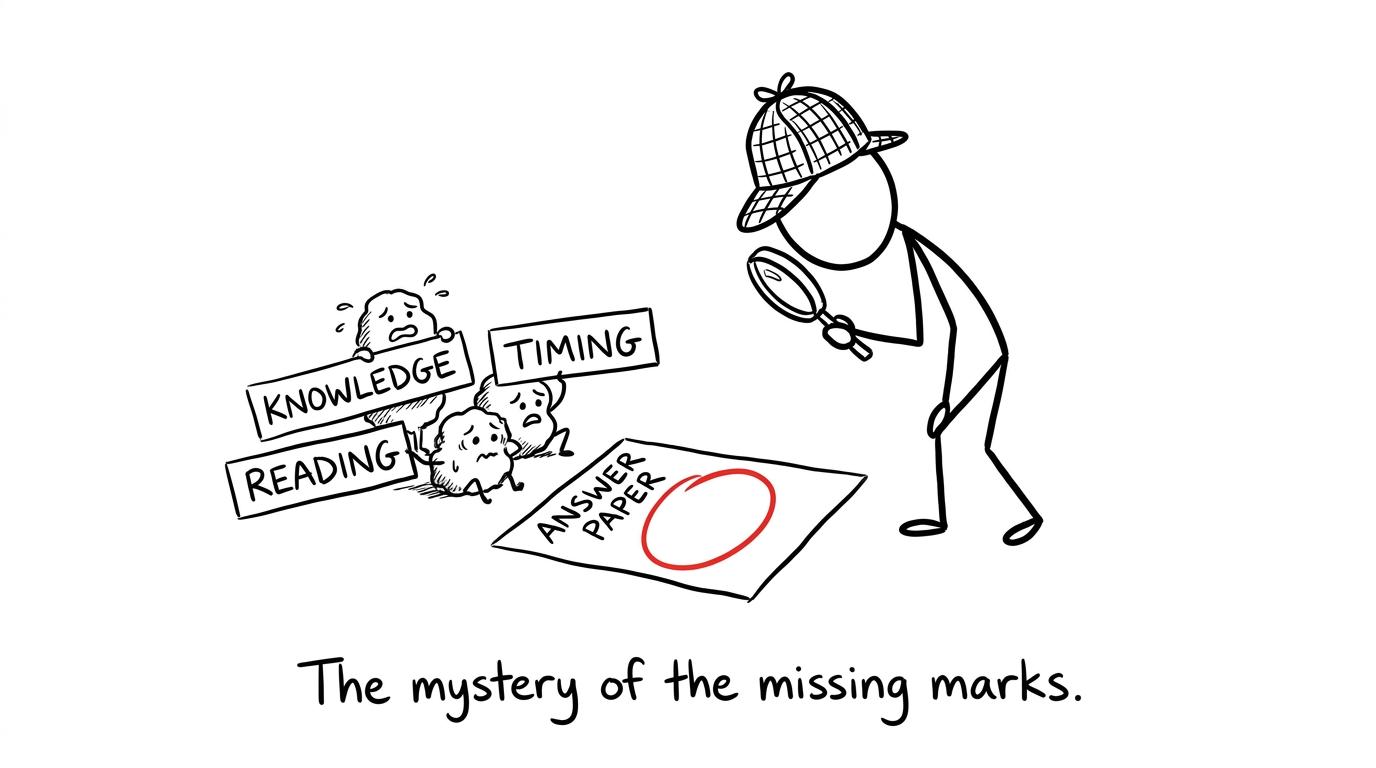 A student detective investigates knowledge, timing and reading mistakes
