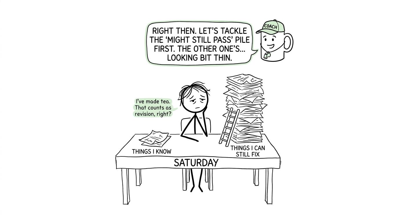 A student facing a surprisingly large but fixable revision pile