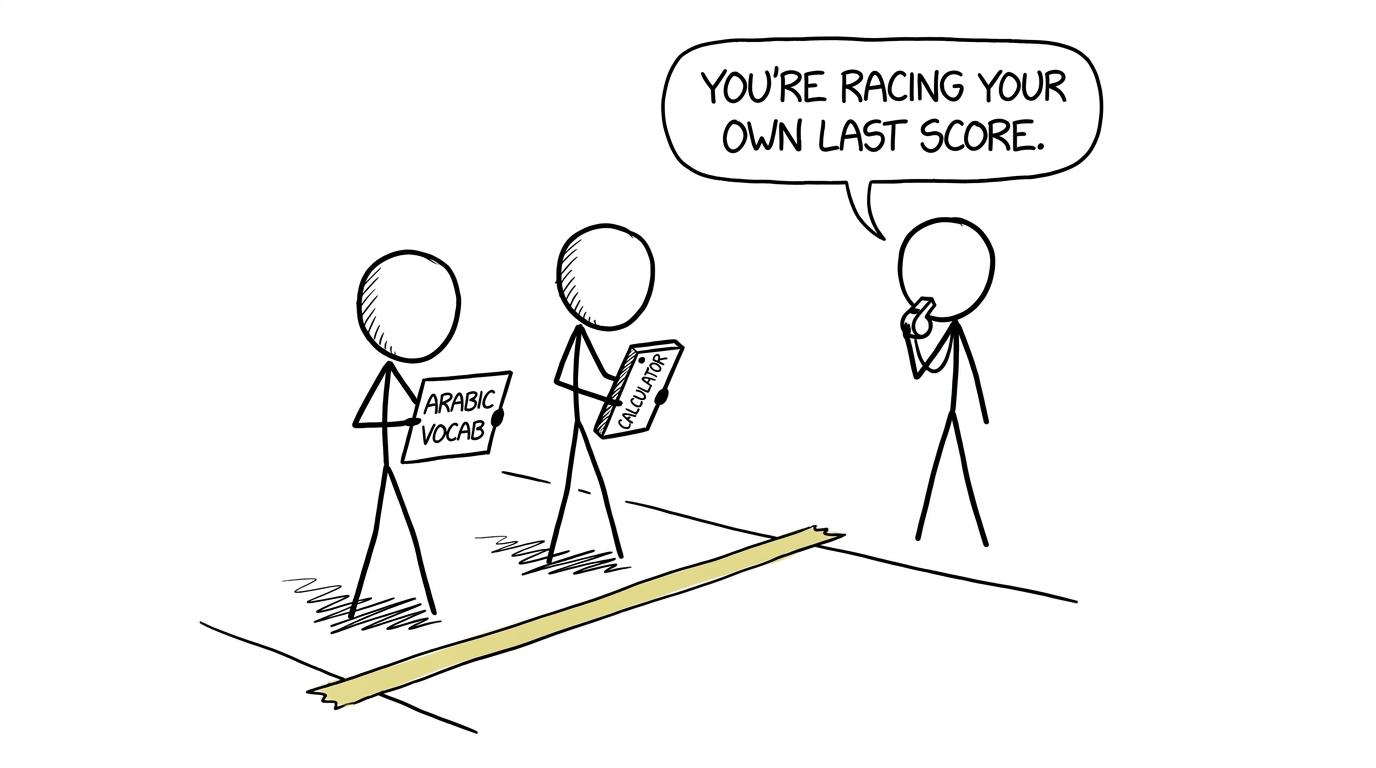 Two students discover that the useful race is against their previous score