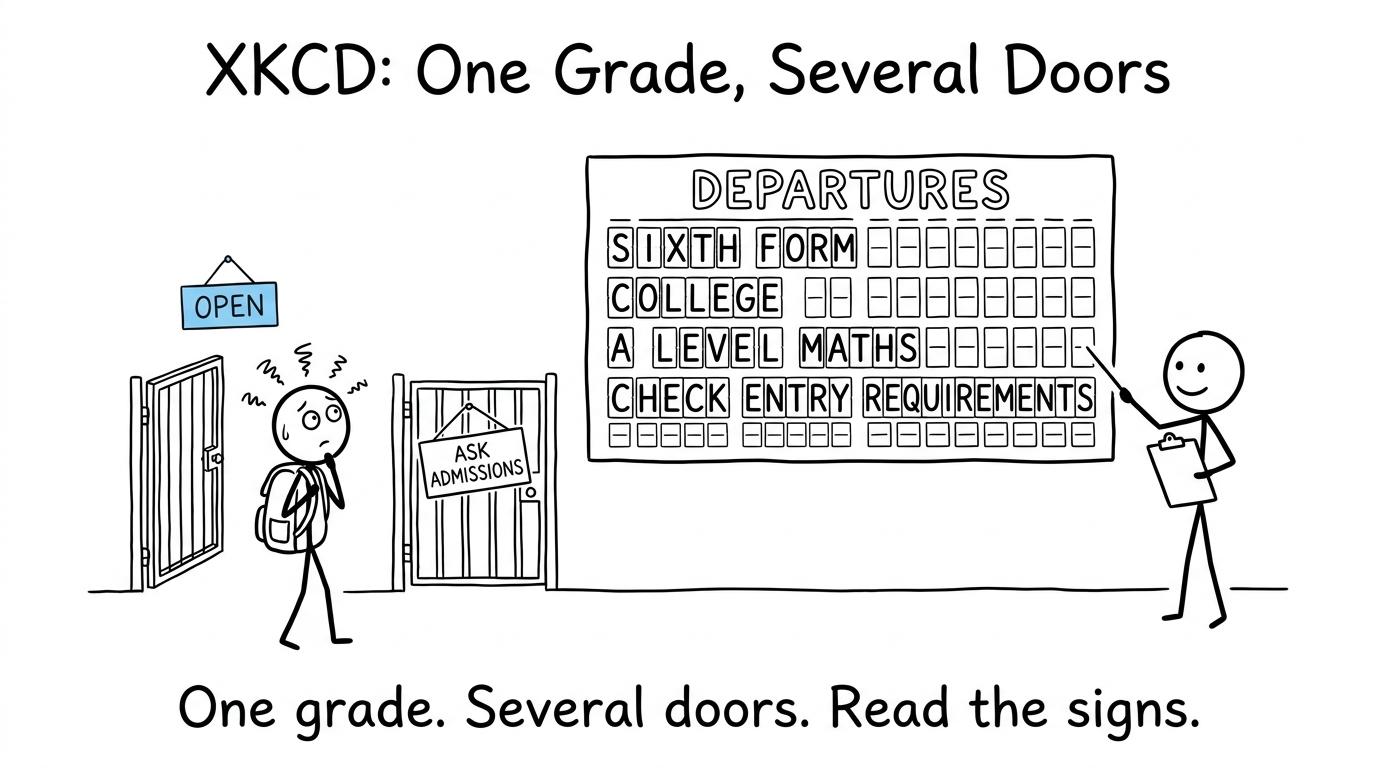 A student choosing between sixth-form routes