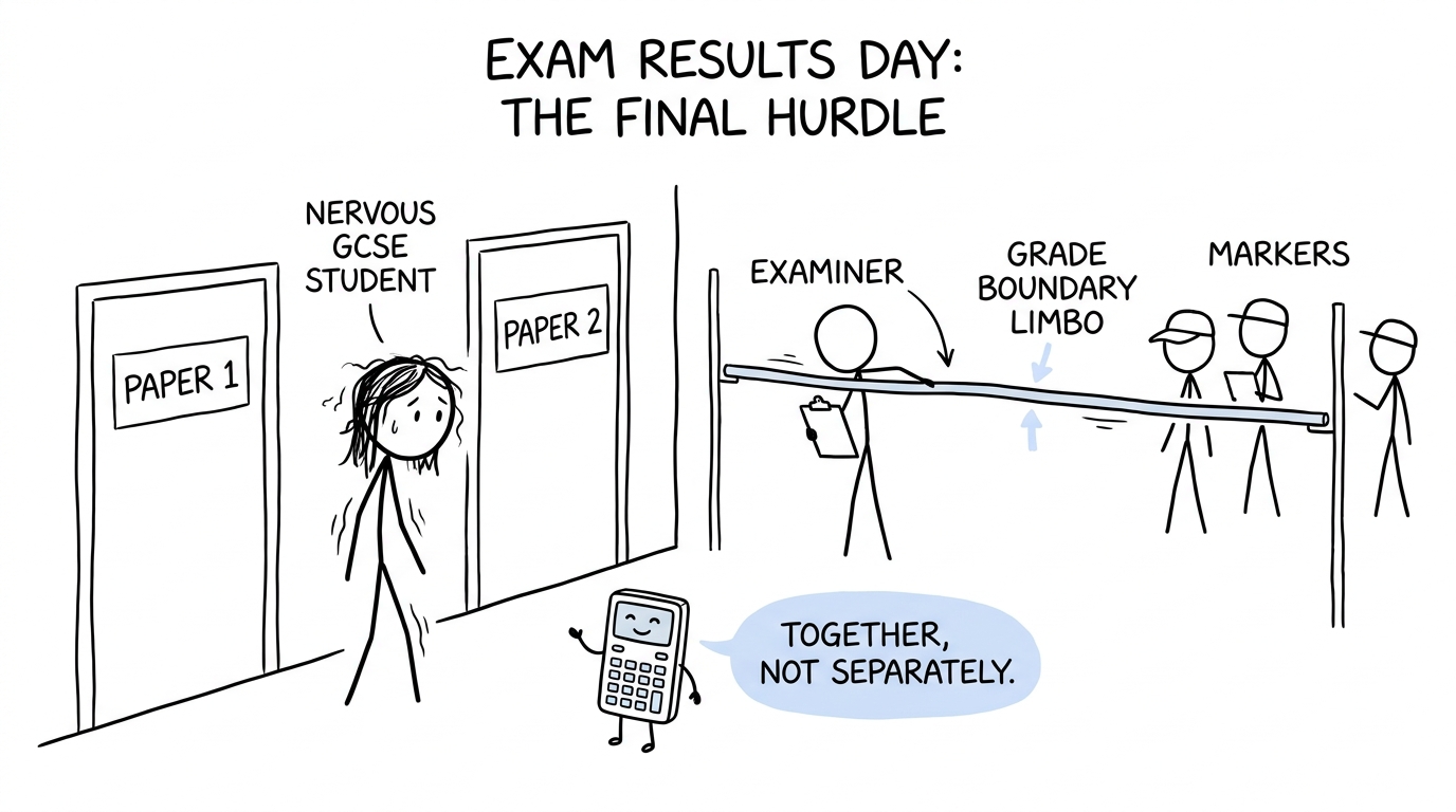 A nervous GCSE student discovers that both Physics papers contribute to one final result