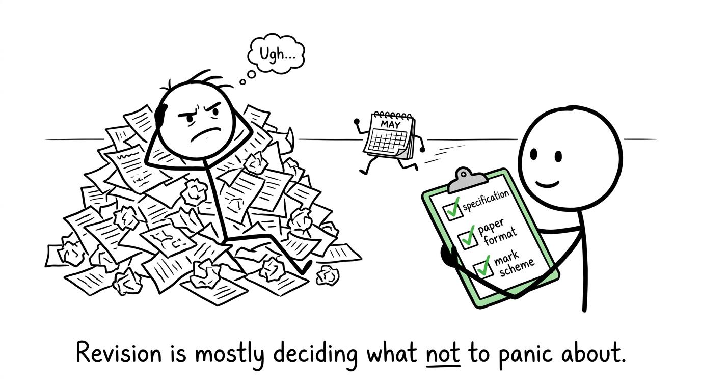 One student uses a calm checklist while another is buried under random revision papers
