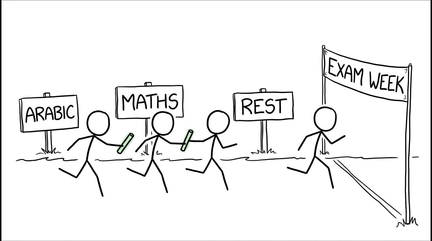 A revision relay between Arabic, maths and rest