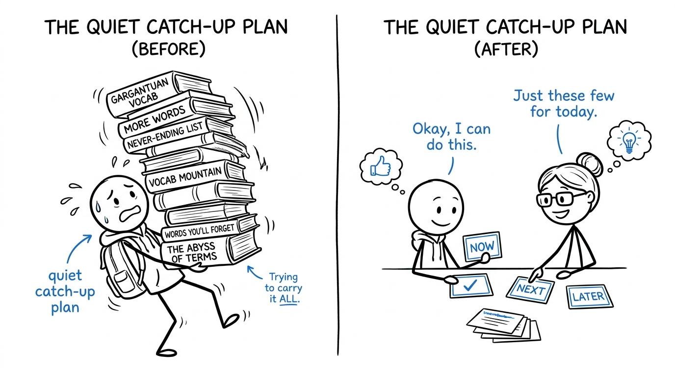A quiet catch-up plan becoming a manageable teacher-supported plan