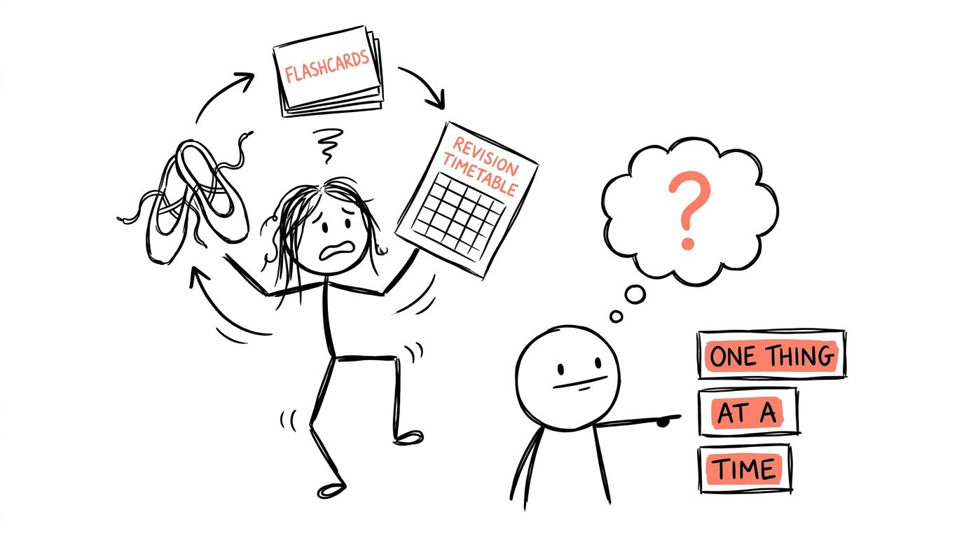 A student learns to handle revision one box at a time