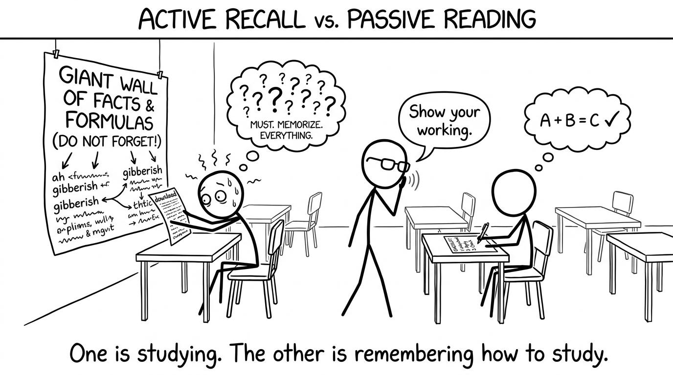 Exam hall: memorising vs method