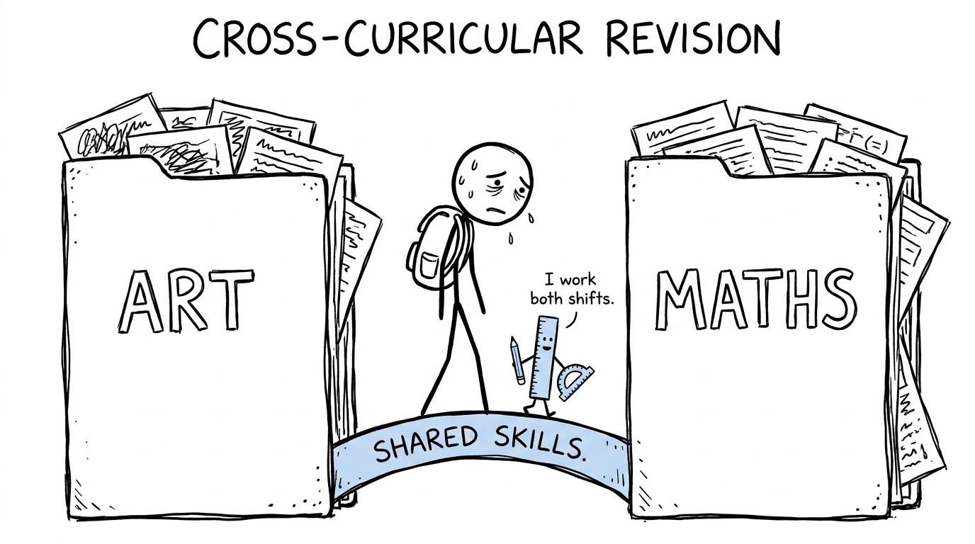 A student discovers a bridge of shared skills between art and maths revision