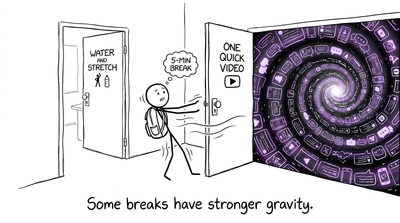 A revision break faces the gravity of phone notifications