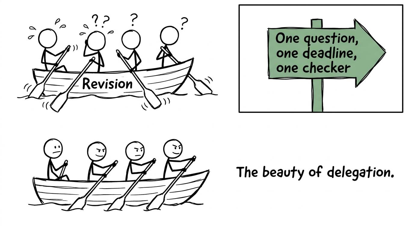 A revision group finally rows in the same direction