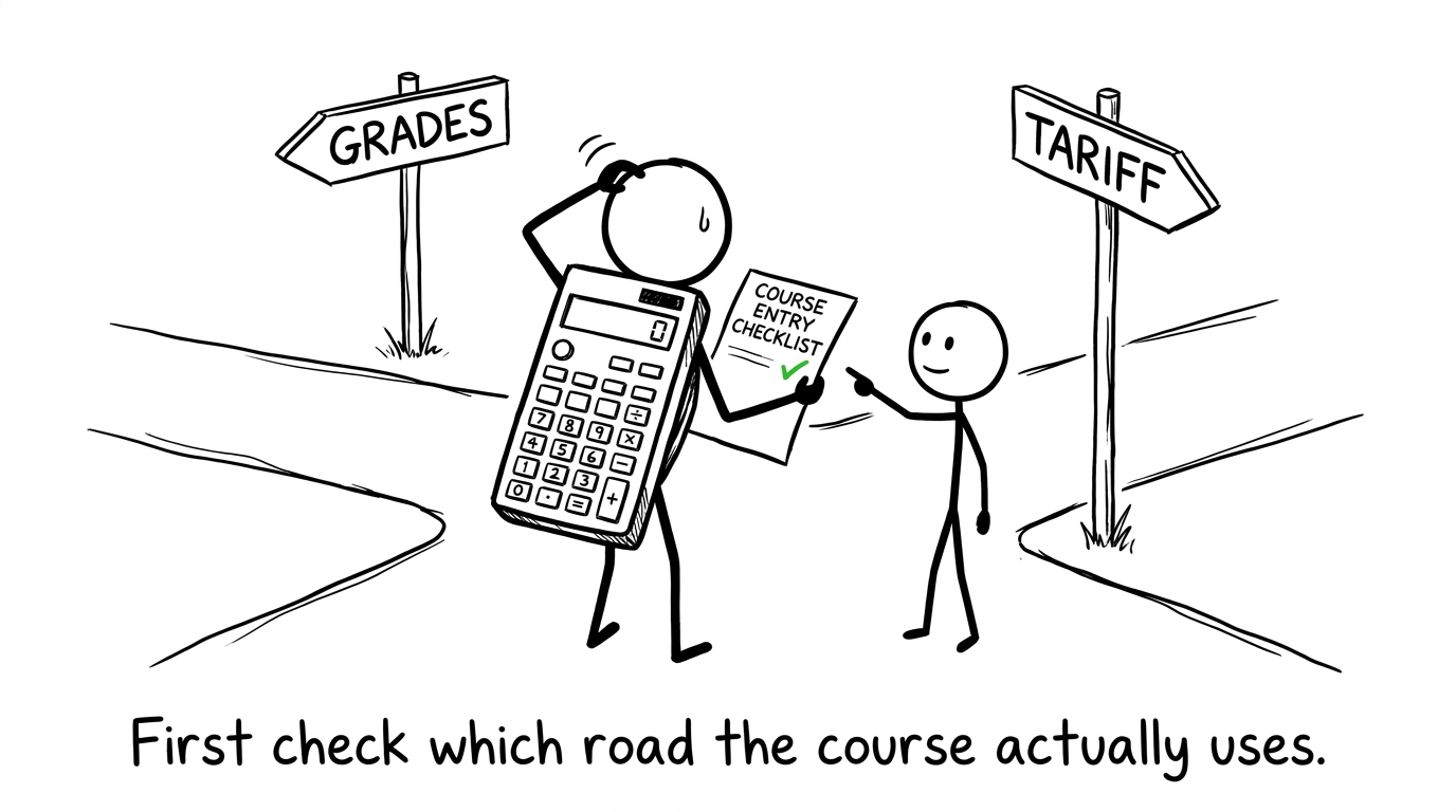 A student chooses between grade and tariff entry routes