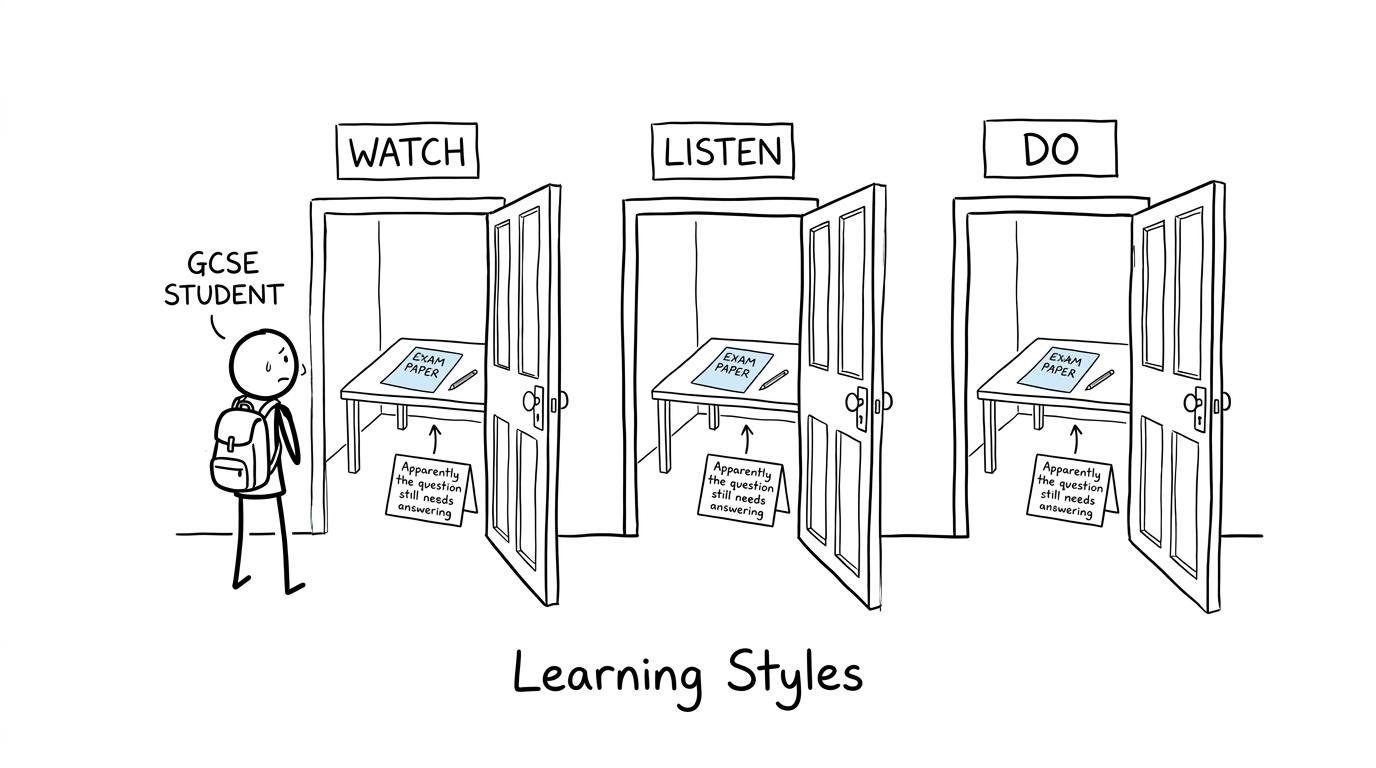 A student discovers that every learning-style door leads to practice
