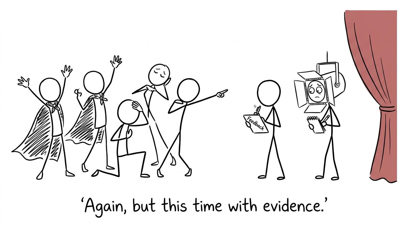 A drama group and a stage light receive suspiciously specific feedback