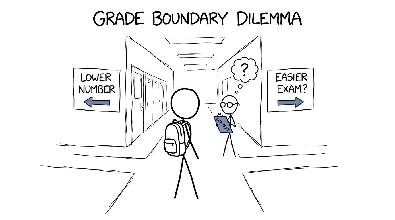 A student discovers that a lower boundary and an easier exam are not the same thing