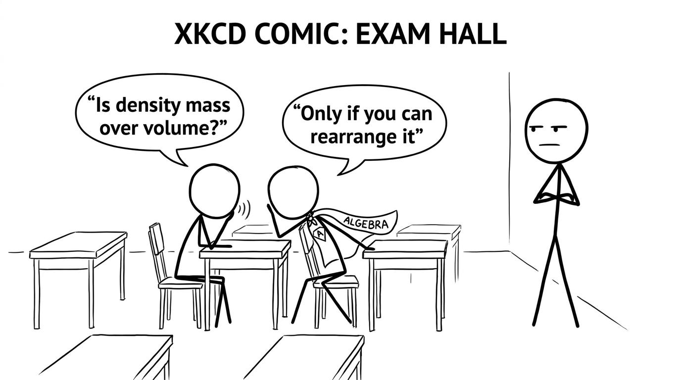Exam hall whisper about density and rearranging