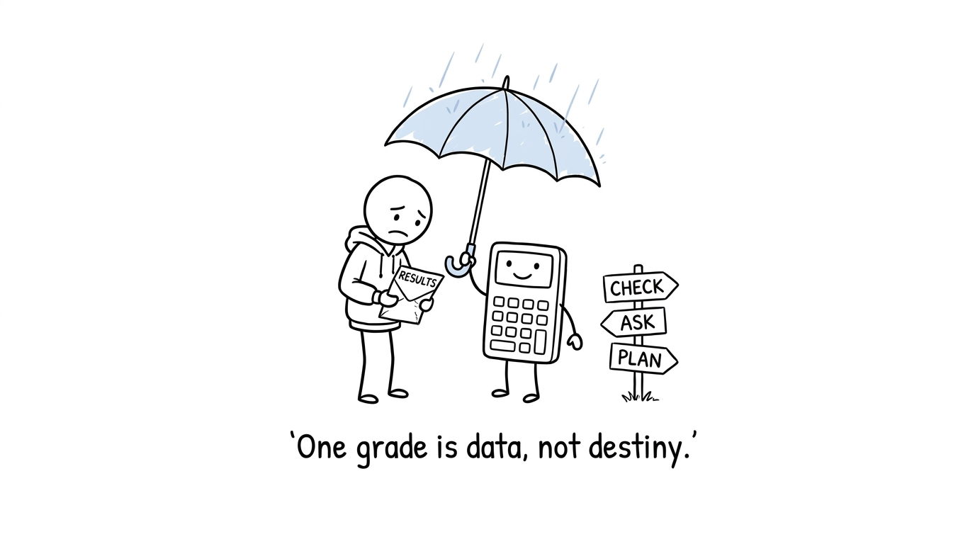 A student discovering that one grade is data rather than destiny