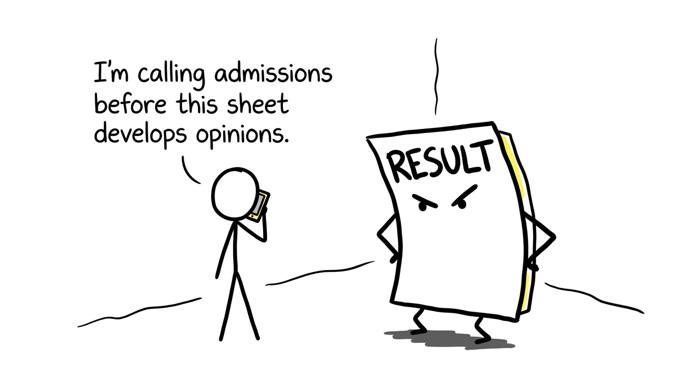 A student calls admissions before a results sheet becomes too intimidating