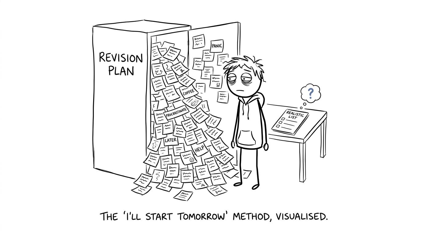A late-starting student discovers that a small checklist is more useful than an avalanche of revision notes