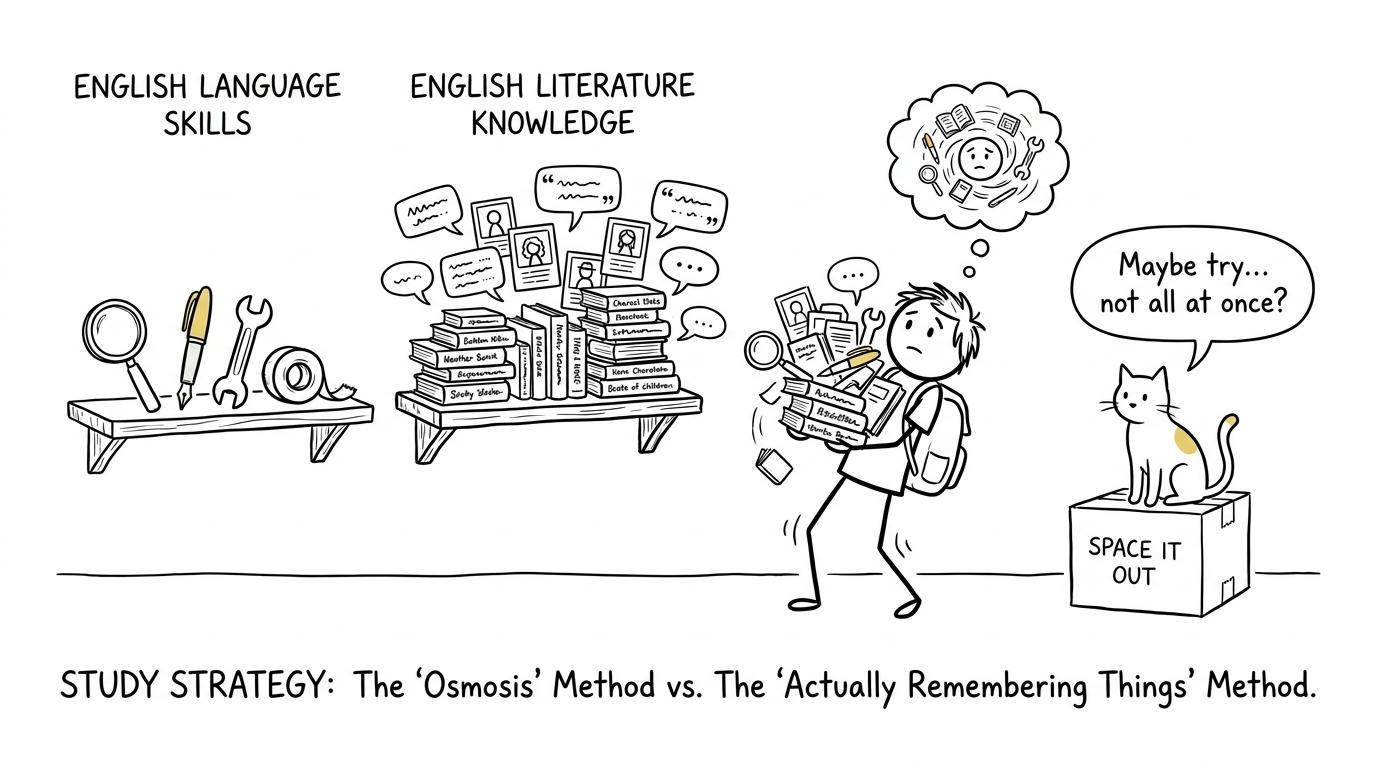 A student balancing Language skills and Literature knowledge