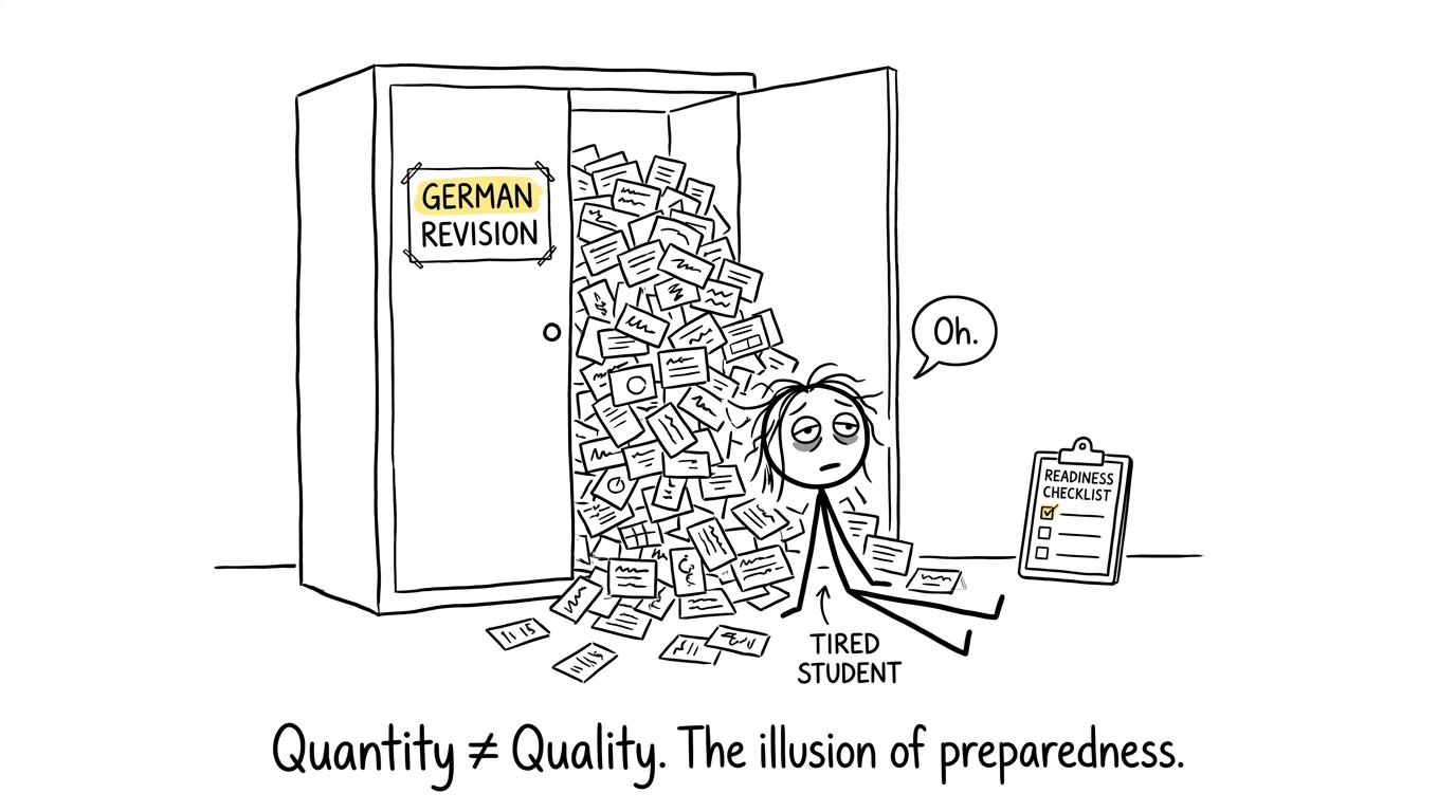 A student discovers that a mountain of German flashcards is not the same as a readiness checklist