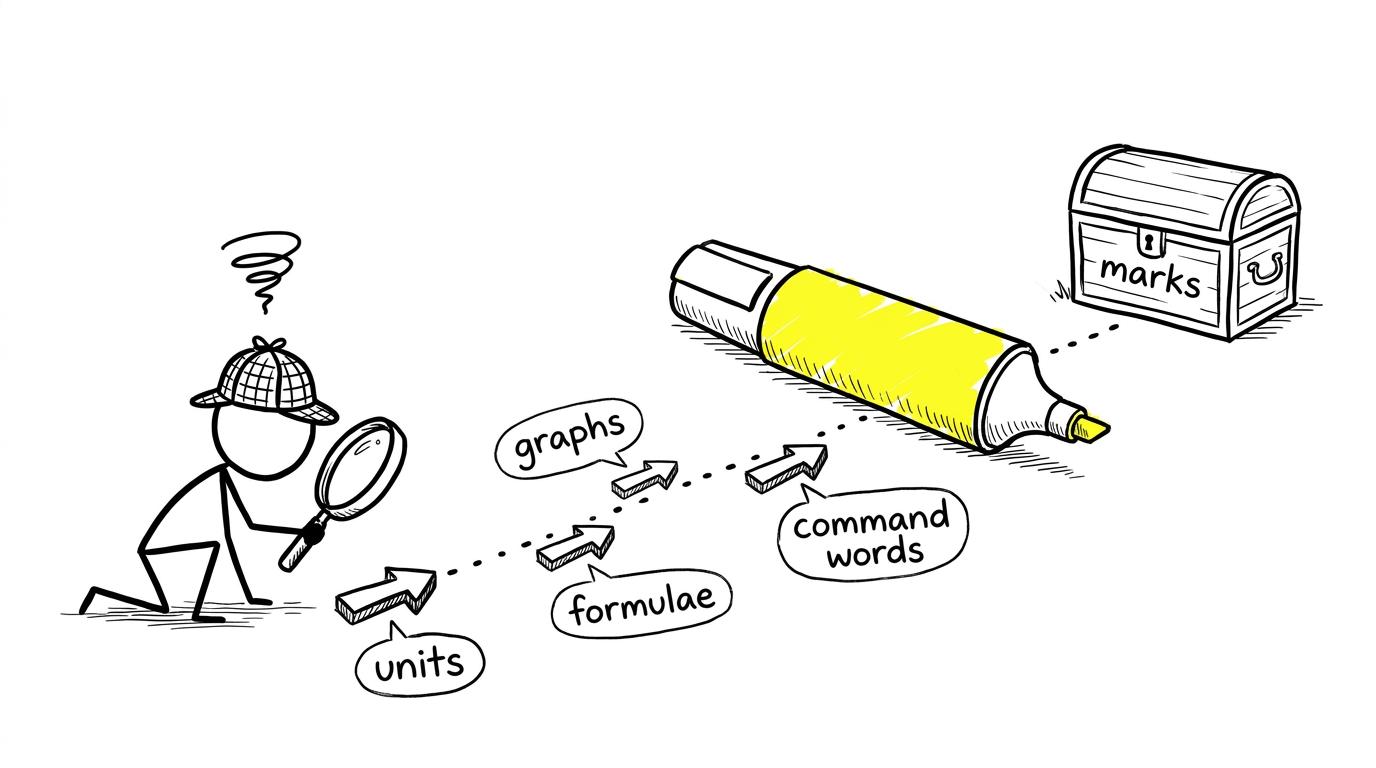 A student detective follows specification clues towards examination marks