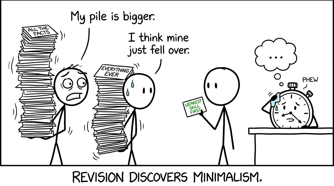 Three students discovering that the smallest useful revision target wins