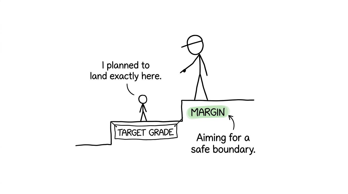 A student learns why aiming exactly at a historical boundary leaves no safety margin