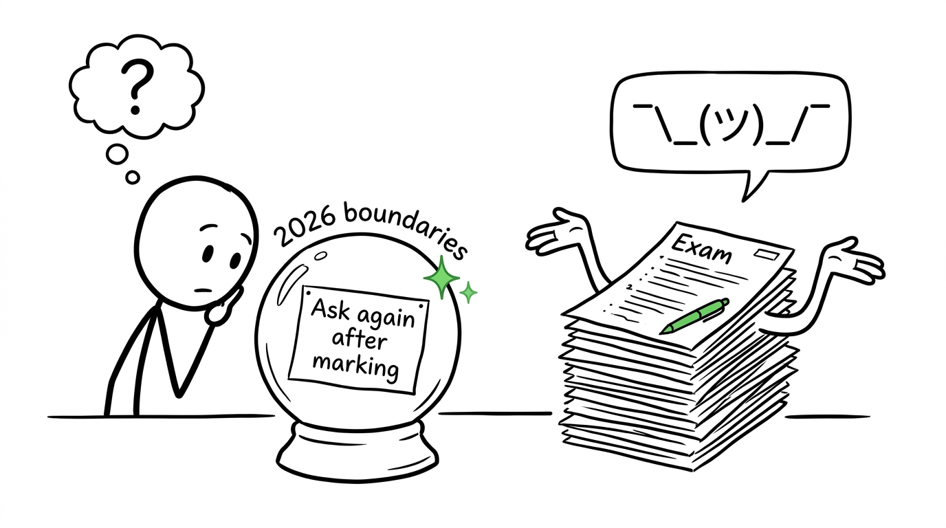 A crystal ball refuses to predict the 2026 grade boundaries before marking