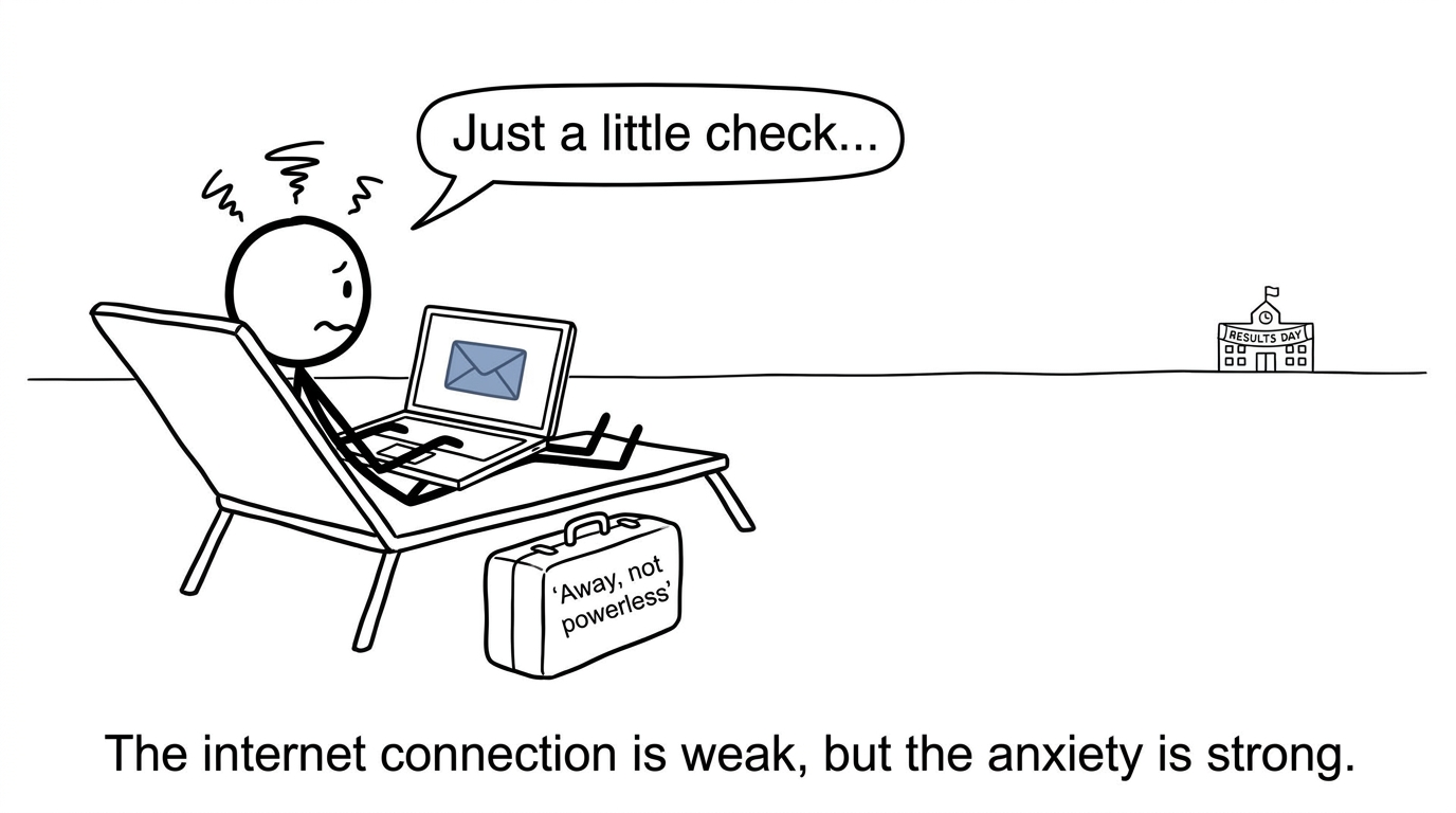 A student accessing results remotely while away from school