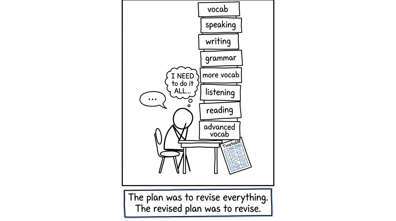 A student discovers that a smaller revision plan is more useful than an enormous pile of tasks