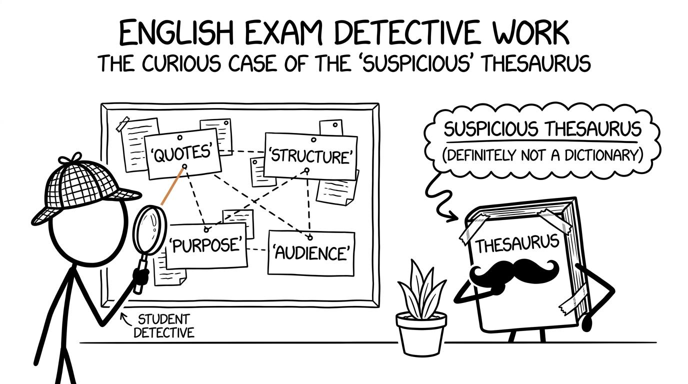 A student detective investigating English exam clues