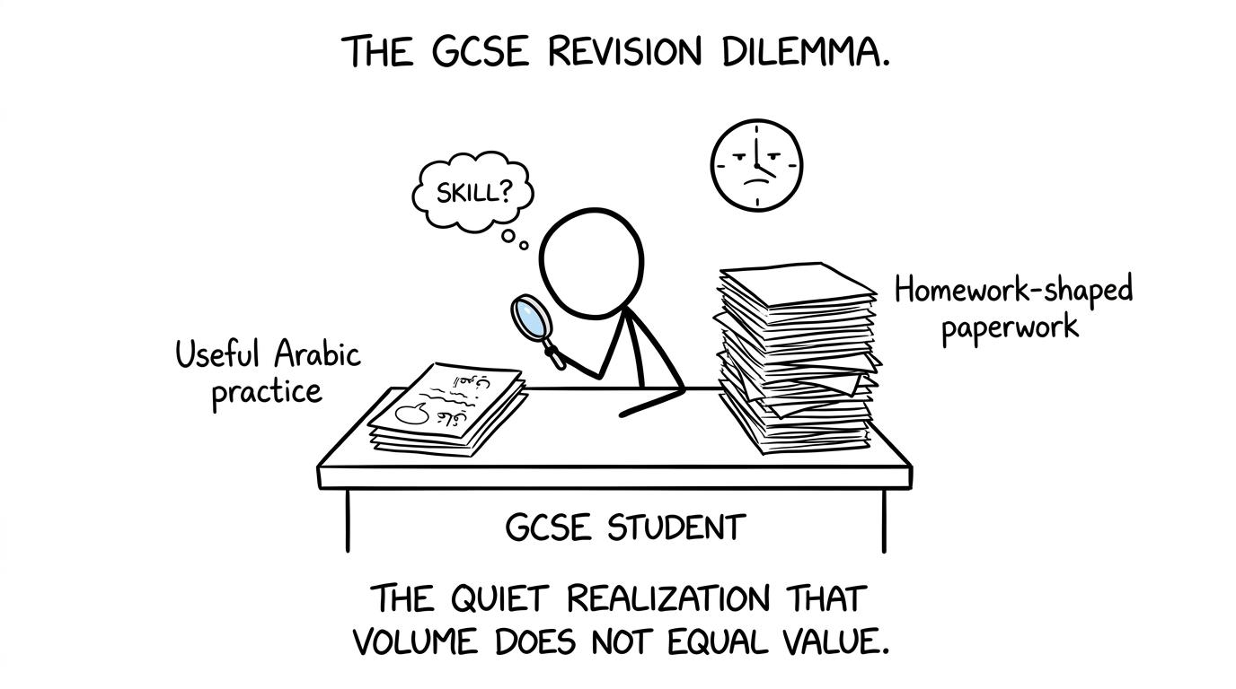 A student investigates whether Arabic homework genuinely builds a skill