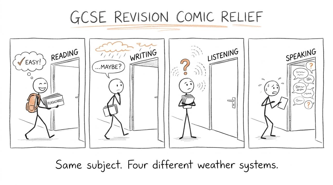 Four GCSE Arabic skills shown as different weather systems
